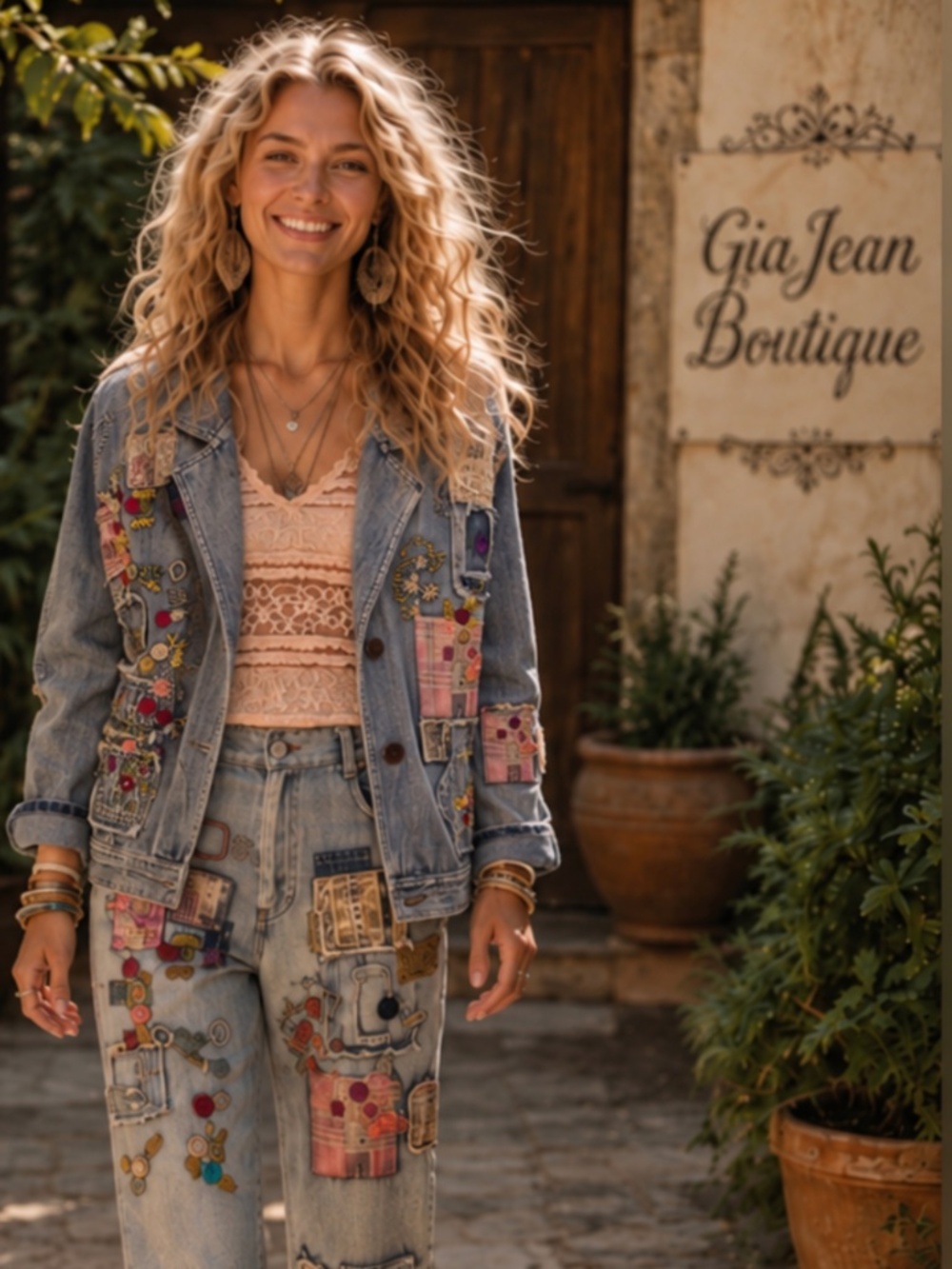 ❤️ BLUE VELVET “ BERLIN “ BLUE VELVET DENIM EMBROIDERED PATCHWORK JEAN JACKET